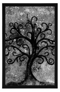 Plakat czarno-białe drzewo życia