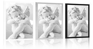 Plakat czarno-biały anioł
