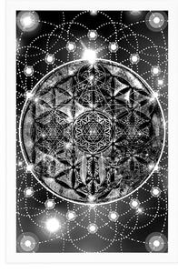 Plakat urocza Mandala w czerni i bieli