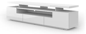 Duża szafka RTV z półkami i szufladą biały połysk