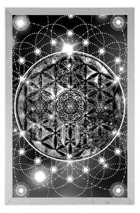 Plakat urocza Mandala w czerni i bieli