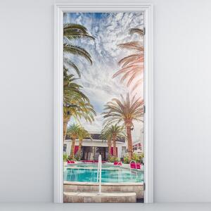 Fototapeta na drzwi - Palmy z basenem (95x205cm)