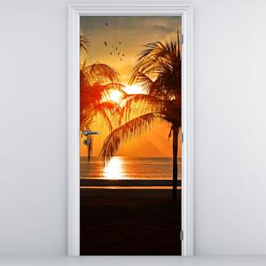 Fototapeta na drzwi - Palmy o zachodzie Słońca (95x205cm)