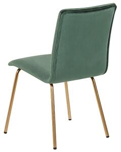 Zestaw 2 krzeseł tapicerowanych welurem do jadalni złote nóżki zielony Rubio Beliani