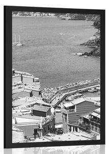 Plakat piękne wybrzeże Włoch w czerni i bieli