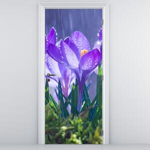 Fototapeta na drzwi - Kwiaty w deszczu (95x205cm)