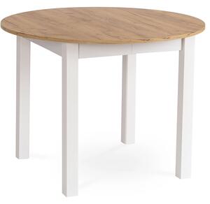 Stół okrągły rozkładany HARY 102-142 cm Dąb craft/Biały