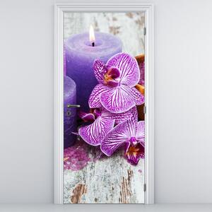 Fototapeta na drzwi - Orchidee i świece (95x205cm)
