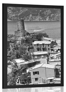Plakat czarno-białe wybrzeże Włoch