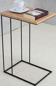 Minimalistyczny druciany stolik pomocniczy dąb artisan + czarny - Texti 5X