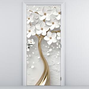 Fototapeta na drzwi - Białe drzewo z kwiatami (95x205cm)