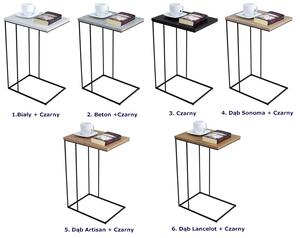 Minimalistyczny druciany stolik pomocniczy dąb artisan + czarny - Texti 5X