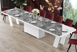 Stół w wysokim połysku Grande 160 rozkładany do 412 marmur/biały
