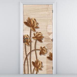 Fototapeta na drzwi - Abstrakcja kwiatowa, brązowa (95x205cm)