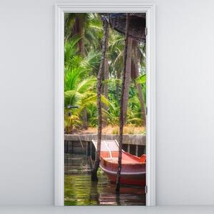 Fototapeta na drzwi - Drewniana łódź na kanale (95x205cm)