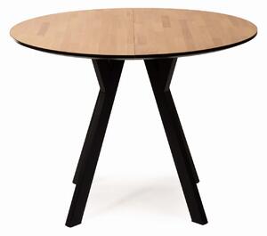 ST58M 100x100-140cm stół drewniany okrągły rozkładany nogi metalowe czarne