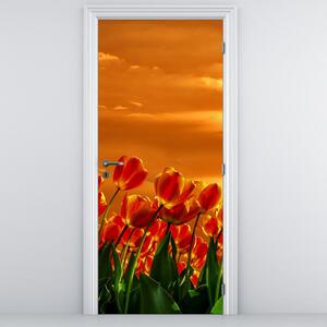 Fototapeta na drzwi - Kwitnąca lina z tulipanami (95x205cm)