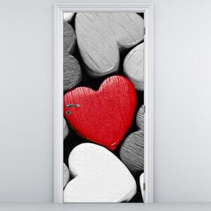 Fototapeta na drzwi - Drewniane serca (95x205cm)