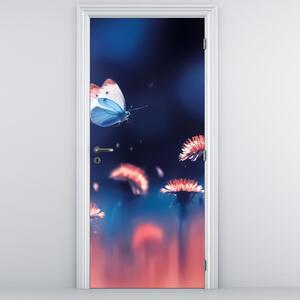Fototapeta na drzwi - Dmuchawce z niebieskim motylem (95x205cm)