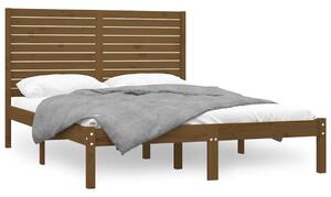 Rama łóżka, miodowy brąz, lite drewno, 160 x 200 cm