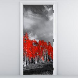 Fototapeta na drzwi - Czerwone drzewa (95x205cm)