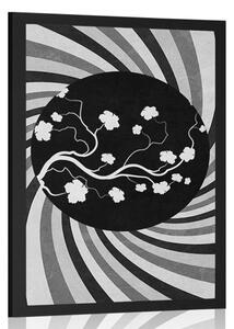Plakat azjatyckie tło grunge w czerni i bieli