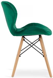 Zestaw zielonych 4 szt krzeseł kuchennych welurowych - Zeno 4S