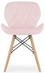 Różowe krzesło welurowe pikowane do stołu - Zeno 4X