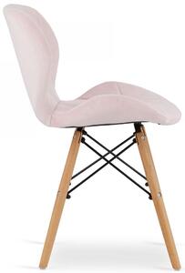 Różowe krzesło welurowe pikowane do stołu - Zeno 4X