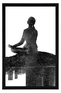 Plakat medytacja kobiety w czerni i bieli