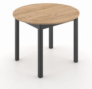 ST44M 102x102 cm stół okrągły rozkładany dąb craft nogi czarne