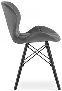 Szare welurowe krzesło pikowane do stołu - Zeno 6X