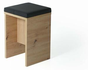 Taboret tapicerowany 04 czarny nogi dąb artisan