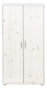 Biała szafa dziecięca z drewna sosnowego Flexa Classic, wys. 133 cm