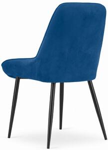 Granatowe krzesło tapicerowane metalowe do kuchni - Werso 3X