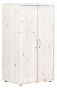 Biała szafa dziecięca z drewna sosnowego Flexa Classic, wys. 133 cm