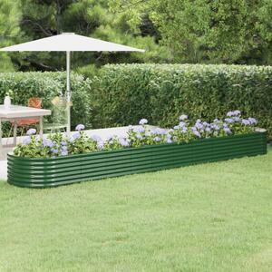 Donica ogrodowa, malowana proszkowo stal, 440x80x36 cm, zielona