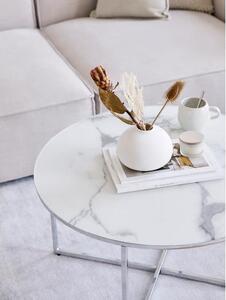 Stolik kawowy ze szklanym blatem o wyglądzie marmuru Antigua