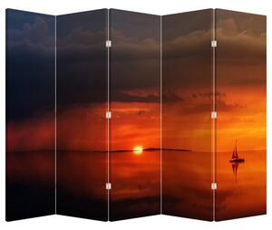Parawan - Zachód Słońca z żaglówką (210x170 cm)
