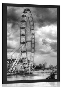 Plakat wyjątkowy Londyn i Tamiza w czerni i bieli