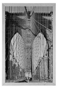 Plakat Manhattan Bridge w Nowym Jorku w czerni i bieli