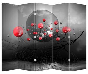 Parawan - Czerwona abstrakcyjna kula (210x170 cm)