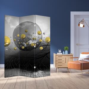 Parawan - Złota abstrakcyjna kula (126x170 cm)