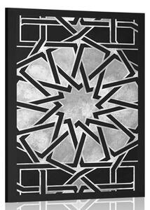 Plakat orientalna mozaika w czarno-białym kolorze