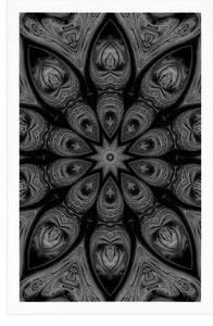 Plakat hipnotyczna Mandala w czarno-białym kolorze