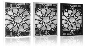 Plakat orientalna mozaika w czarno-białym kolorze