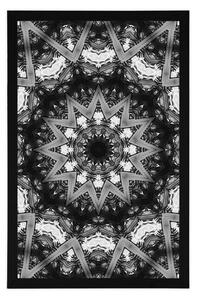 Plakat Mandala z ciekawymi elementami w tle w czarno-białym kolorze