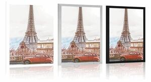 Plakat widok na Wieżę Eiffla z ulicy Paryża