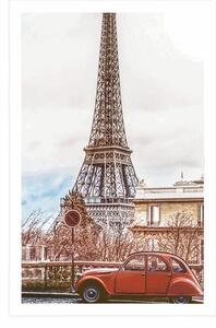 Plakat widok na Wieżę Eiffla z ulicy Paryża