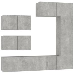 Zestaw 6 szafek telewizyjnych, szarość betonu